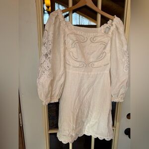 FARM Rio White Mini Dress with Embroidered Details NWOT small GORGEOUS